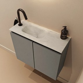 Mondiaz Ture DLux toiletmeubel 60cm smoke met wastafel opalo links met kraangat