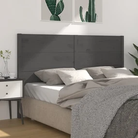 vidaXL Hoofdbord 146x4x100 cm massief grenenhout grijs
