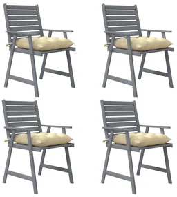 vidaXL Tuinstoelen 4 st met kussens massief acaciahout
