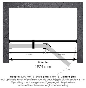 Brauer JC profielloze nisdeur 200cm met 70cm deur gekoppeld goud geborsteld