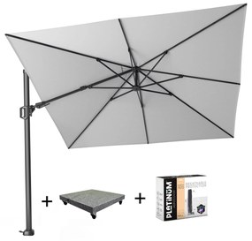 Challenger T2 zweefparasol 300x300 cm wit met 120KG voet en hoes