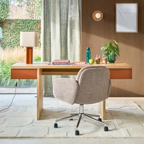 XL bureau in eikenfineer, 2 gelakte laden, SIEM