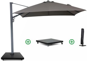 Zweefparasol  3x3m S2 Excellent (incl. voet + hoes) Taupe-naturel-bruin Camello Luna