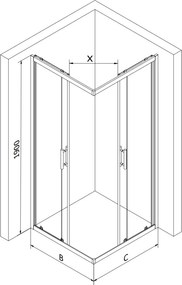 Mexen Rio vierkante douchecabine 90 x 90 cm, transparant, zwart + douchebak, wit - 860-090-090-70-00-4510