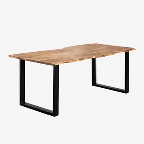 Rechthoekige Eettafel Van Sami-acaciahout Zwart & 160x90 Cm - Sklum
