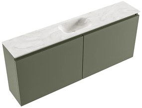 Mondiaz Ture DLux toiletmeubel 120cm army met wastafel ostra midden met kraangat