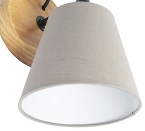 Stoffen Landelijke wandlamp hout met grijs - Cupy Landelijk E14 rond Binnenverlichting Lamp