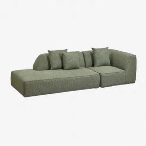 Cardea 2-delige Modulaire Hoekbank Met Gestoffeerde Chaise Longue Links Bouclé Groen – Salie - Sklum