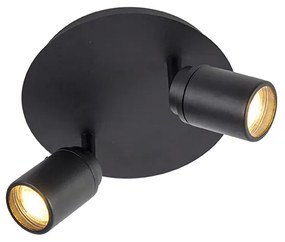 QAZQA Moderne badkamer Spot / Opbouwspot / Plafondspot zwart 2-lichts IP44 - Ducha Modern GU10 IP44 rond Lamp