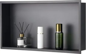 VEVOR Douchenis, 10,16 x 33,02 x 63,5 cm Wandnis, Zeep- en shampoo-opberger van roestvrij staal, duurzaam en eenvoudig te installeren, zwart voor de badkamer