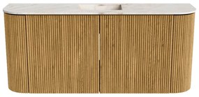 Mondiaz Joya DLux 95cm toiletmeubel ronding links/rechts oak met wastafel faye midden zonder kraangat frappe