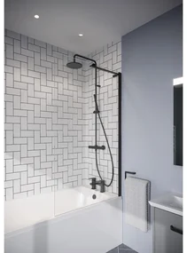 Crosswater Clear 6 Fixed Badwand - 90x150cm - links - /rechts - Matt Black CABSBC0900