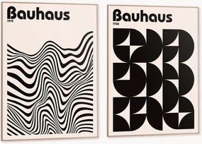 Ingelijste digitale prints Bauhaus Shapes, 2-delig