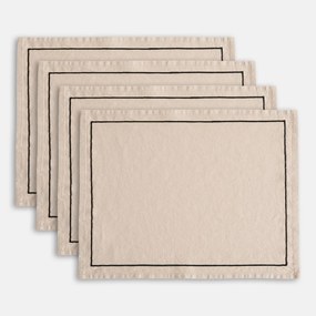 Set van 4 placemats gewassen linnen/katoen Métis Bourdon