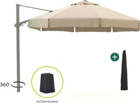 Parasol Shadowline Miami | Inclusief hoes | Rond | 350cm | Met draaihendel | Bruin | Kees Smit Tuinmeubelen