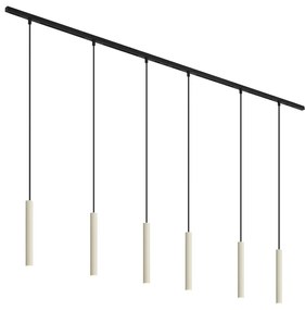 Modern railsysteem met 6 hanglampen beige met zwart 1-fase - Slimline Keno