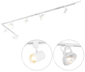 1-fase railsysteem met 6 Spot / Opbouwspot / Plafondspots wit verstelbaar - Magnax Jeana Modern GU10 Binnenverlichting Lamp