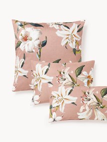 Katoensatijnen kussenhoes Flori met bloemenprint