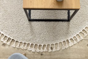 Tapijt BERBER 9000 ROND crème rand ,  Barber , marokkaanse shaggy