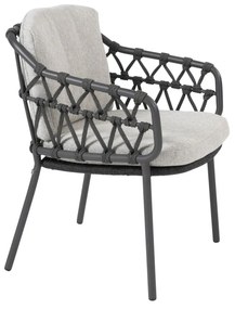 4 Seasons Outdoor Calpi tuinset antraciet met Embrace tafel Ø 160 cm  Tuinset    zwart weerbestendig
