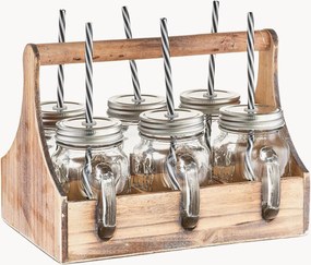 Glazen drinkglazen Stacy, met standaard en rietjes, 7-delig
