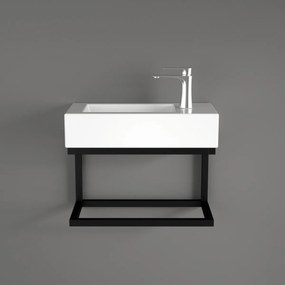 Badstuber Delta witte fontein 38x19cm met zwarte handdoekhouder