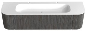 Mondiaz Kurve 170cm badmeubel ronding links/rechts shadow met 1 lade en 2 deuren en wastafel big large midden 2 kraangaten