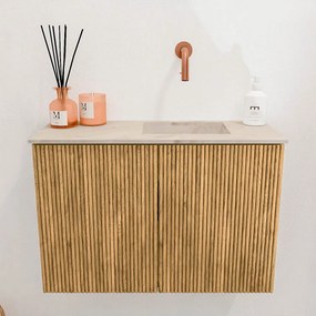Mondiaz Joya DLux 60cm toiletmeubel oak met wastafel faye rechts zonder kraangat frappe
