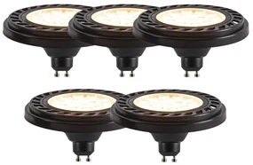 Set van 5 GU10 dimbare LED AR111 zwart 8W 600 lm 2700K
