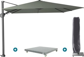 Platinum Challenger Zweefparasol T2 3x3 m - Olijf met voet en hoes