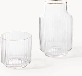 Mondgeblazen karaf Aleo met tumbler met goudkleurige rand, 2-delig