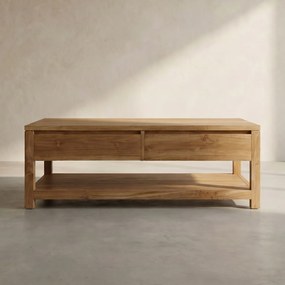 Salontafel Teakhout Met Lades - 130 X 70cm.