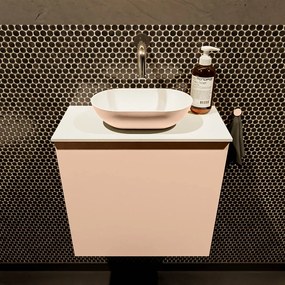 Mondiaz Fowy toiletmeubel 50cm rosee met oudroze waskom midden zonder kraangat