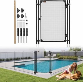 VEVOR Zwembadhekpoort 1,2 x 0,75 m, Deur voor zwembadhek, Kinderveiligheidshek, Veiligheidshekset met metalen bout, 352 g/m² Teslin PVC-doek, Vierkante buis, Afsluitbaar, voor zwembaden, Zwart