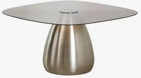 Square Coffee Table 80x80 Cm In Tempered Glass Mariana Geborsteld Grijs - Sklum