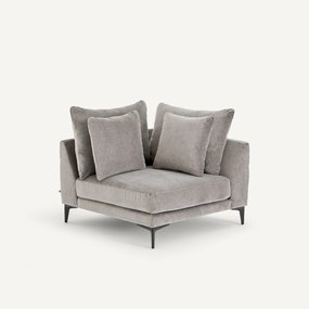 Hoekbank in stone-kleurig fluweel, MODERNISTE, ontwerp van Emmanuel Gallina