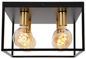 Lucide Ruben plafondlamp 36x36cm E27 zwart mat