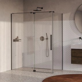 Brauer Stellar douchecabine met draaideur 160x90cm gunmetal geborsteld PVD