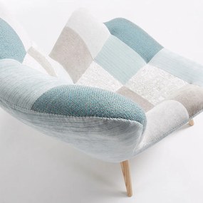 Kave Home Kody Patchwork Blauwe Fauteuil
