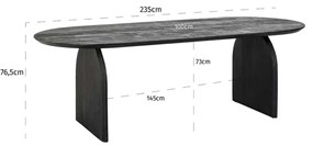 Richmond Interiors Hudson Ovale Eettafel Zwart Hout 235 Cm - 235 X 100cm.