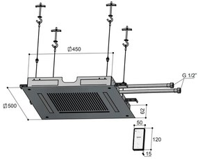 Hotbath ACE inbouw hoofddouche met waterval 50x50cm messing geborsteld PVD