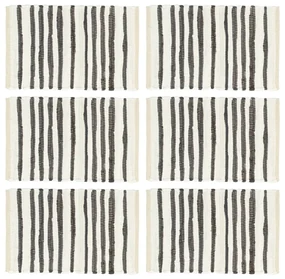 vidaXL Placemats 6 st 30x45 cm katoen antraciet en wit
