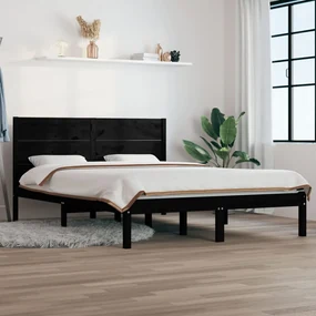 vidaXL Bedframe massief grenenhout zwart 120x200 cm