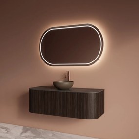 Gliss Design Alluro badmeubel ribbelfront met ronding links/rechts 120cm ebony en zwart leisteen toppaneel