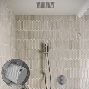 Saniclear Cube Stripes Pro inbouw regendouche rond met inbouw douchekop 30x30cm, glijstang en staafhanddouche chroom