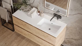 Fontana Astro badmeubel ribbelfront 120cm met wastafel rechts zonder kraangat zwart mat