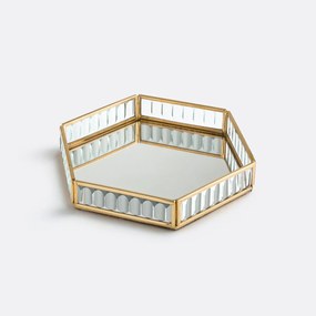 Mandje in messing en glas L21 cm, Uyova