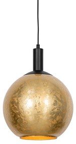 Design hanglamp zwart met goud glas - Bert Design E27 rond Binnenverlichting Lamp