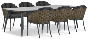 Tuinset 6 personen 240 cm Aluminium/wicker Grijs Santika Furniture Santika Tika