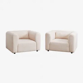 Set Van 2 Fogler Fauteuils Chenille Crème Beige - Sklum